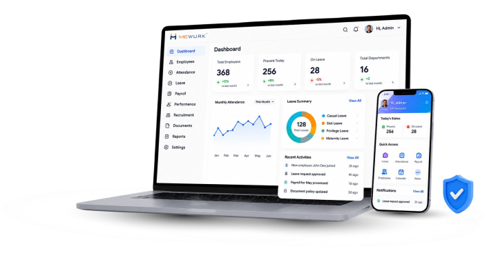 Complete HR management software dashboard and mobile app
